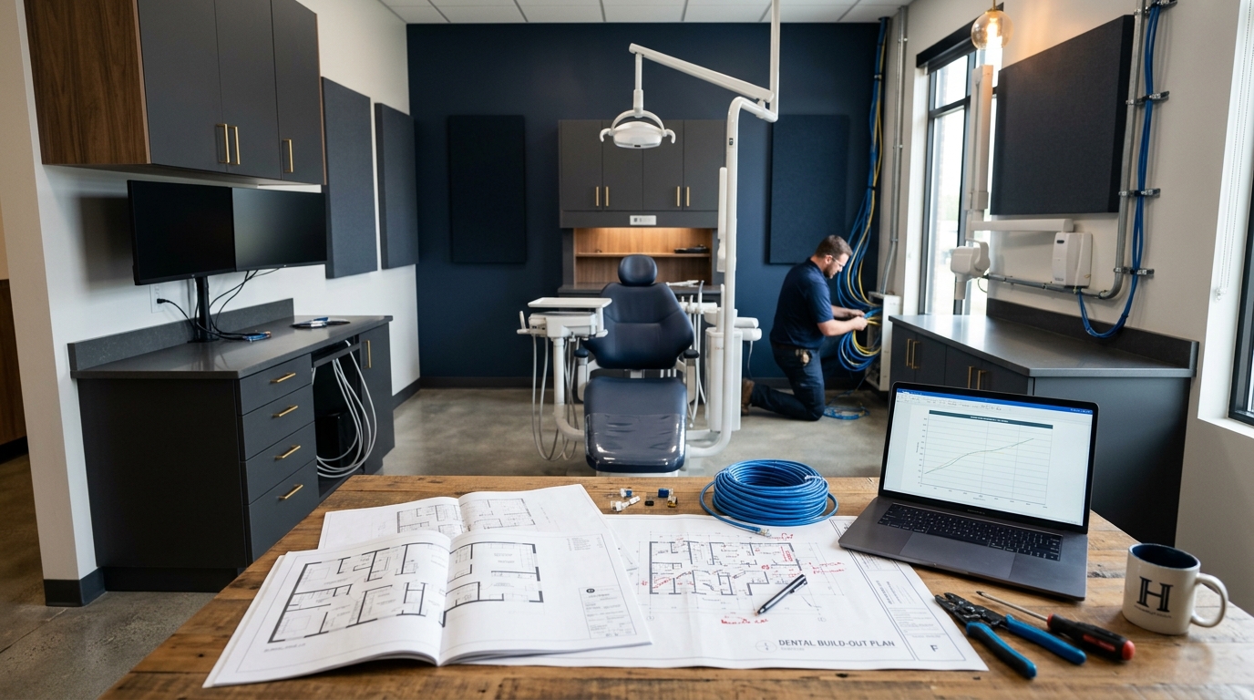 Modern dental office with planned computer workstations