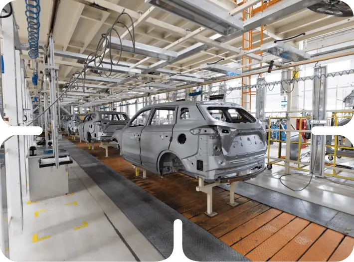 Automobile assembly line in factory