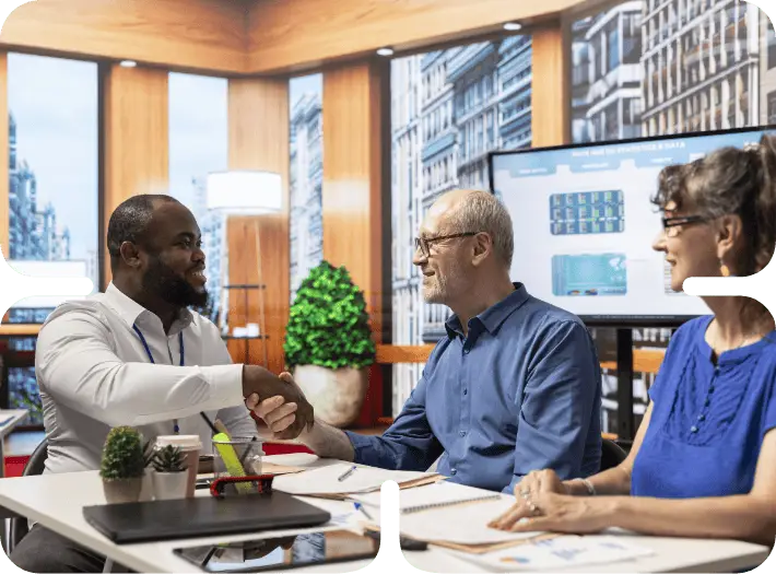 Business meeting with handshake agreement