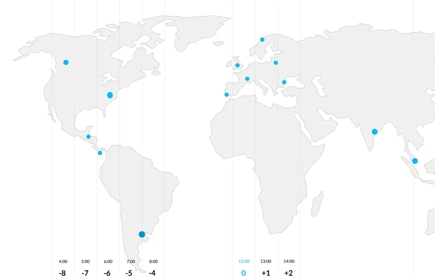 World map with time zone markers